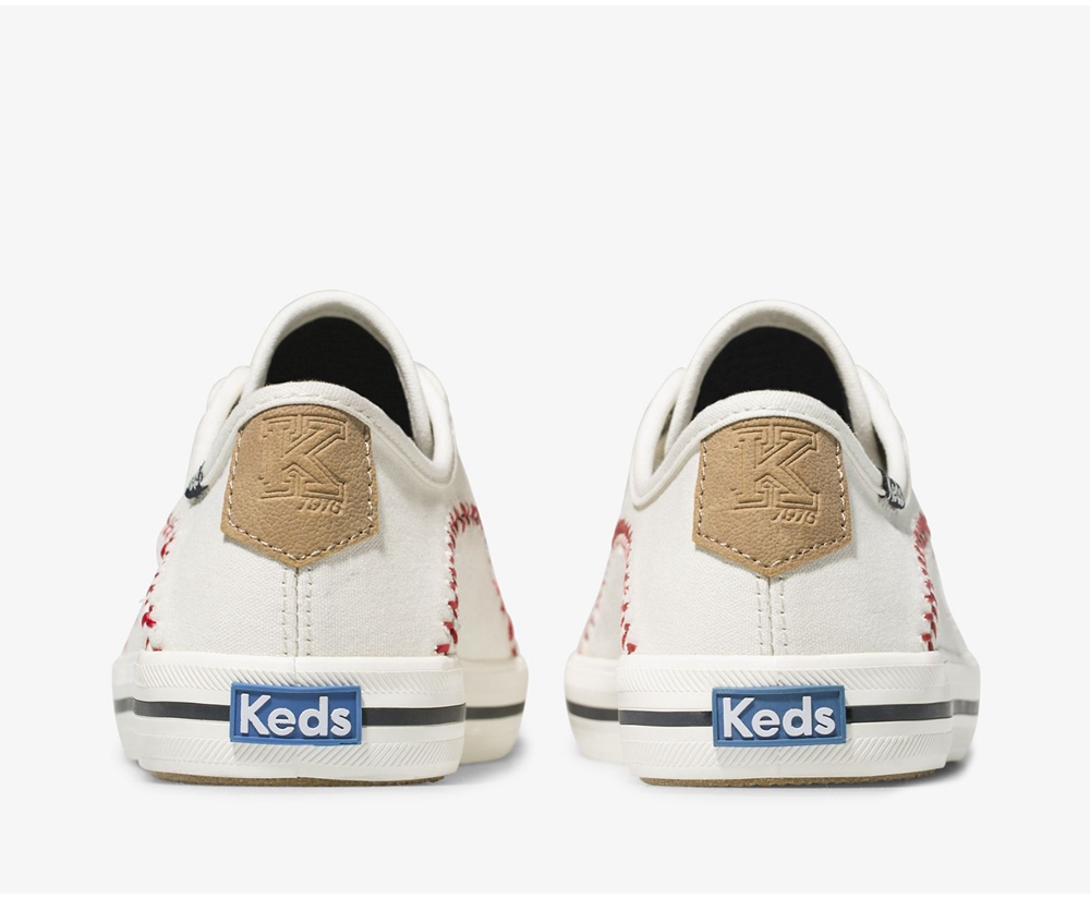 Womens Keds Sneakers - Kickstart Pennant - White - 5289-HOAMV